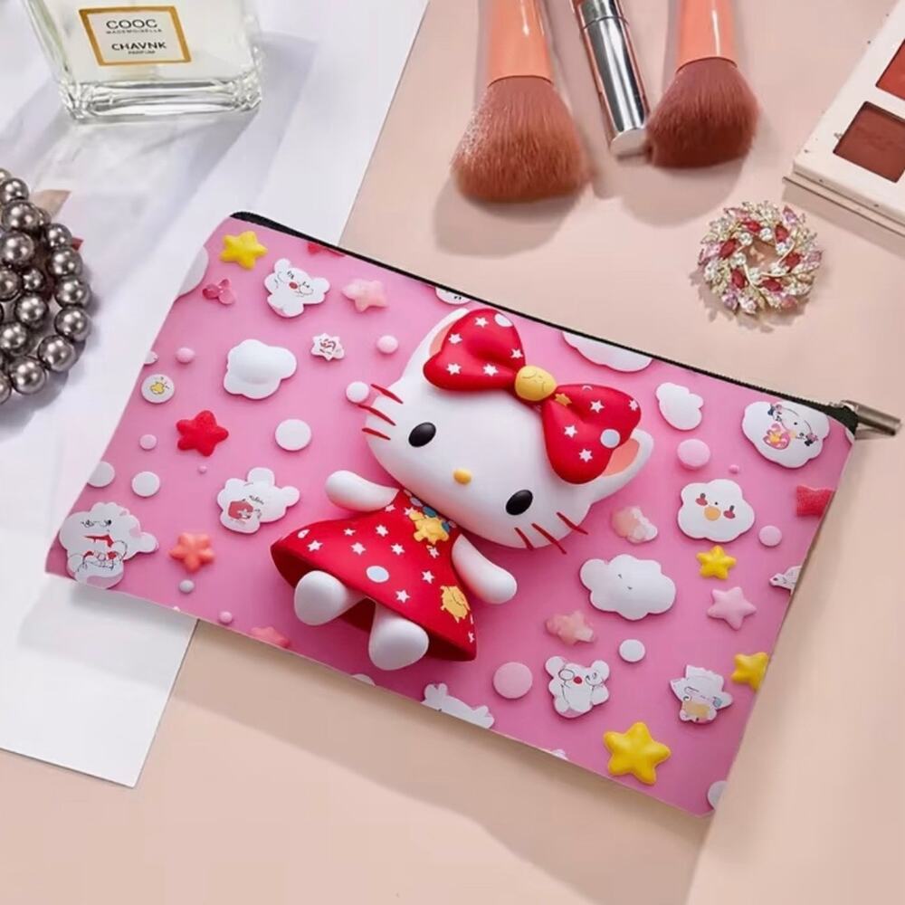 Hello Kitty Makeup Bag Purse Organizer or Clutch Whimsical Cosmetics Bag, New